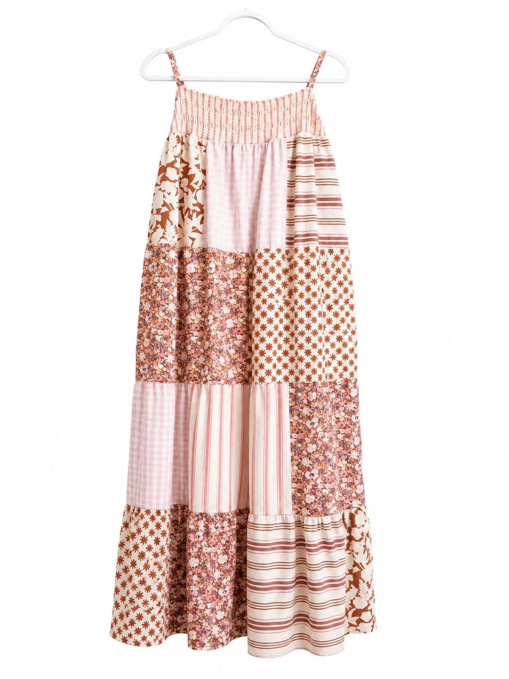 Universal Thread 3X Patchwork Maxi Dress Pink Floral Boho Cottagecore Cotton - Picture 2 of 12